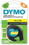 Картридж с прочной лентой для принтера DYMO LetraTag, пластик, черный шрифт, 12 мм х 4 м, блистер Желтый, (10 шт/уп) (DYMO91222)